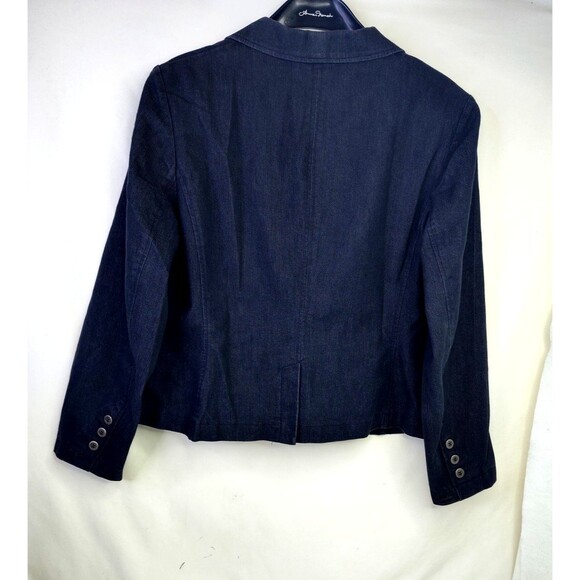 Venezia Womens 16 Black Denim Jacket Button-Up Collared Classic Retro Vintage - Picture 8 of 8